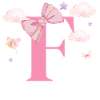 Lettre f rose nuages