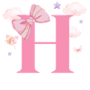Lettre h rose nuages