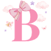 Lettre b rose nuages