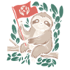 Eco-friendly sloth with environmental flag