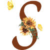 Letter s sunflower butterfly