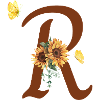 Letter r sunflower butterfly