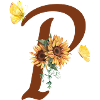 Letter p sunflower butterfly