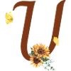 Letter u Sunflower Butterfly