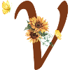 Letter v sunflower butterfly