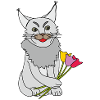 Katze mit Blumenstrauß