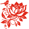 Le lotus rouge et l'oiseau