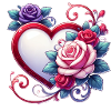 Amour éternel : Roses et cœur