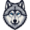 Blau äugiger Wolf Kopf