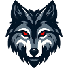 Angry red-eyed wolf