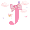 Lettre j rose nuages