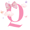 Lettre q rose nuages