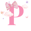 Lettre p rose nuages