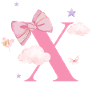 Lettre x rose nuages