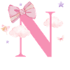 Lettre n rose nuages