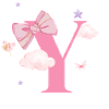 Lettre y rose nuages