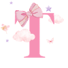 Lettre t rose nuages