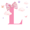 Lettre l rose nuages