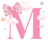 Lettre m rose nuages