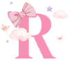 Lettre r rose nuages