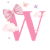 Lettre w rose nuages