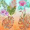 Monstera Tropical Flowers and Leaves Pattern