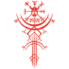 Red skull and Viking compass