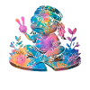 Friedenszeichen Dye Hippie Frog 60s