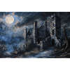 Poster Illustration Medieval Landscape in Ruins
