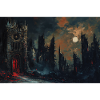 Poster Illustration Medieval Landscape in Ruins