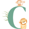 Letter c green jungle animals