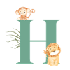 Letter h green jungle animals