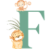 Letter f green jungle animals