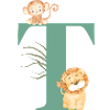 Letter t green jungle animals