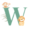 Jungle Animal Green w Letter