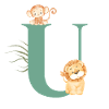 Letter u green jungle animals