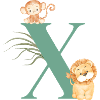 Letter x Green Jungle Animals