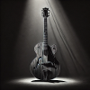 Schwarz-Weiß Gemälde einer E-Gitarre