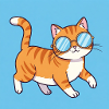 Chubby cat with sunglasses