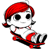Kathy relaxing on a skateboard