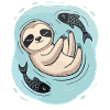 Dreaming Pisces-Zodiac Sloth with Fish