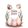 Easter Eggs And Flowers