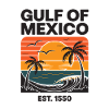 Gulf of Mexico Vintage Tropical Sunset Design