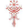 Symbole rouge d'une boussole viking