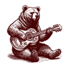 Bear Playing Guitar Funny Wild Animal Guitarist