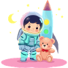 Astronaut with teddy bear