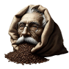 Mann in Kaffeebohnen