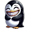 Pinguino carino che mostra i denti cartone animato che ride