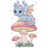 Dragon d’évasion fantaisiste sur champignon