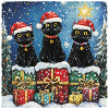 Schwarze Katzen mit Weihnachtsgeschenke